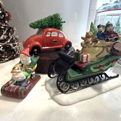 Lot of 3 Department 56 Christmas Village Acceories - Loose No Boxes