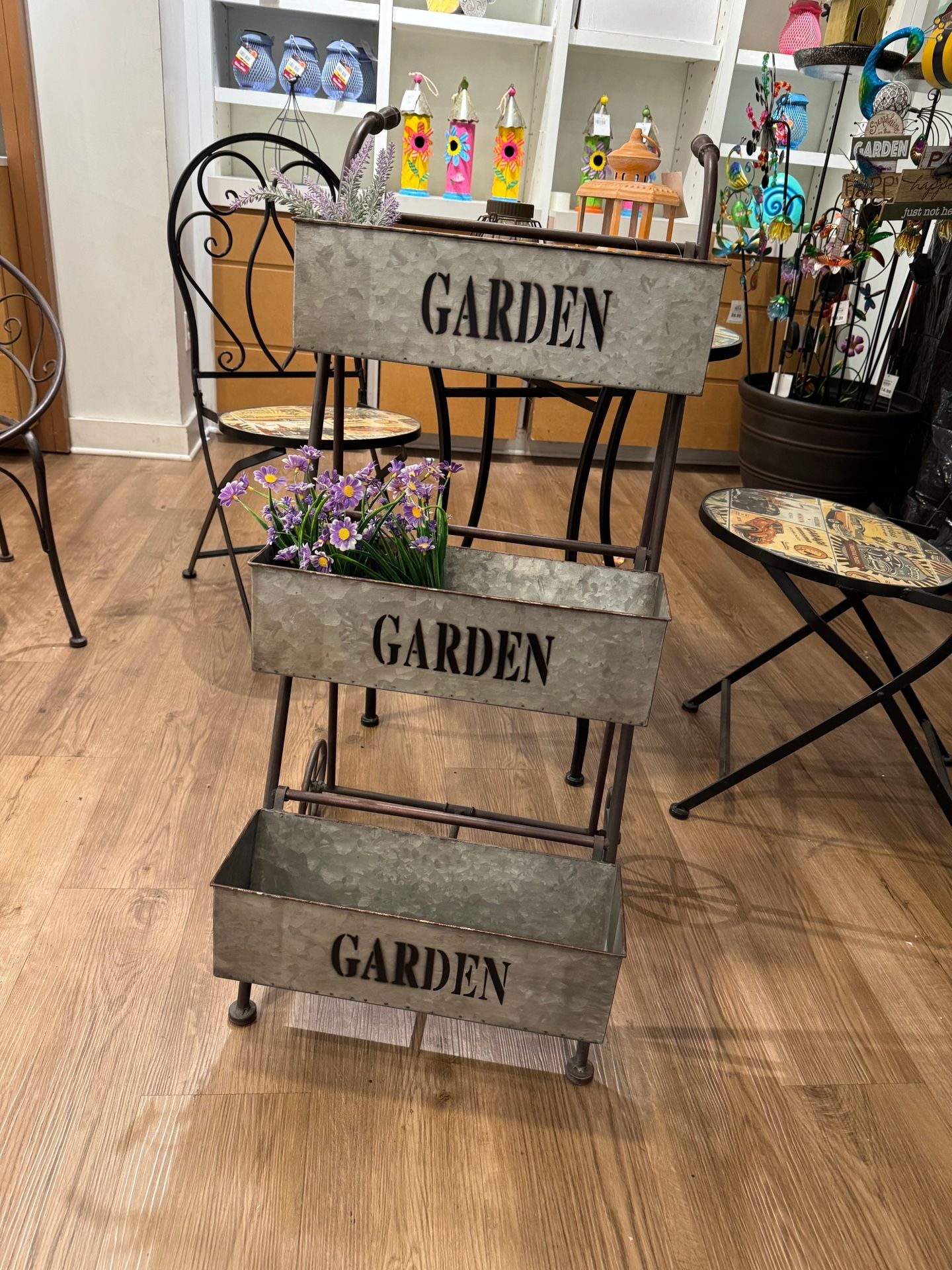 3 Tiered 37”H Metal Flower Planter Cart | Antique Farmhouse for Sale in ...