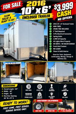 2016 10x6 Enclosed Cargo Trailer