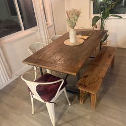 Wooden Dining Table + Chairs Set 