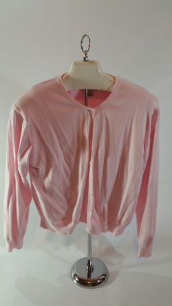 Women's Dress Barn petite 2 -piece pink cardigan set size PL