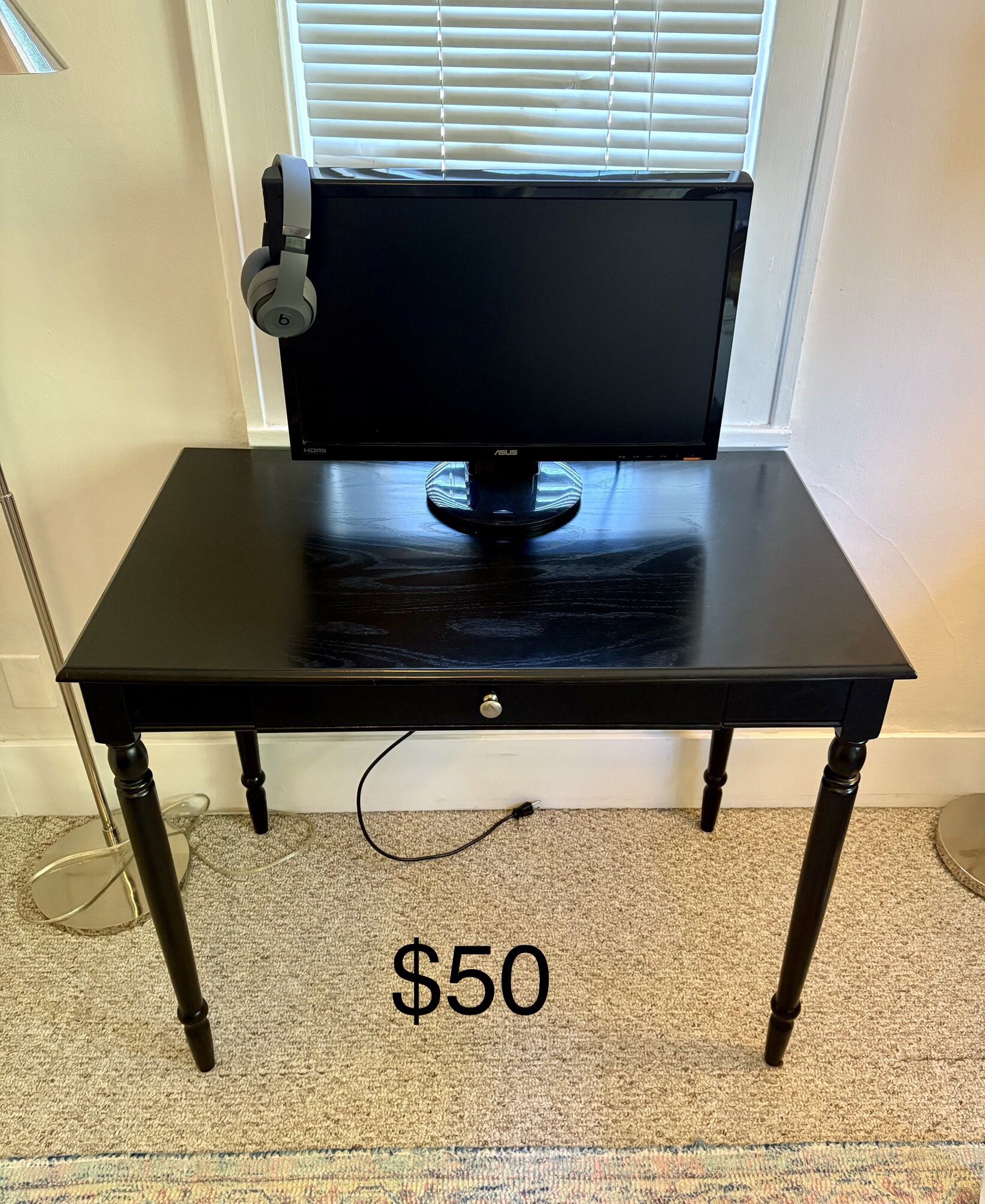 Small black wooden desk