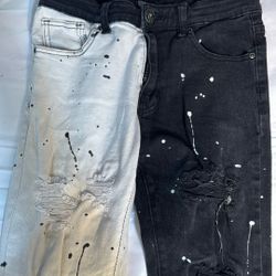 Jeans Two Color White Black Size S