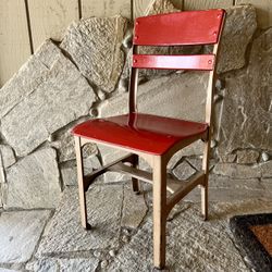 Vintage Kids School Desk Chair Photo Prop Metal Wood