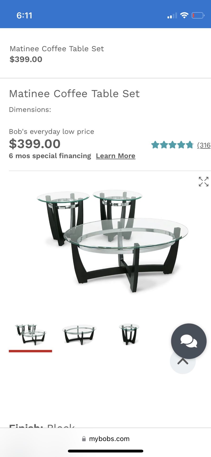 Bobs Glass Coffee And End Table Set