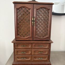 Vintage Centurion Jewelry Box - 1970s Wood Jewelry Hutch
