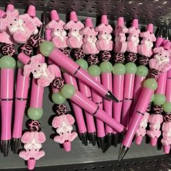 Pink Bunny Beaded Pen – Cute Easter Gift (3pcs)