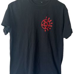 Four Eyes Bondage Pentagram Anime T- Shirt Adult M 18” X 26” Hentai  Comes from a pet and smoke free home.  Measurements in pictures.  There is no siz