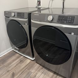 Washing Machine And Dryer Samsung Gray Less Than One Year Old