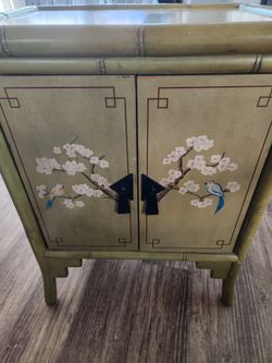 Pier One Chinoiserie Painted Bamboo-Style Cabinet