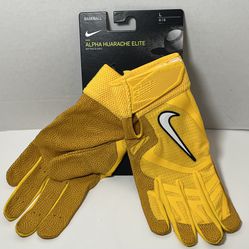 Nike Alpha Huarache Elite Batting Gloves Baseball Yellow Men Sz Large & XL CV0720 701 New 