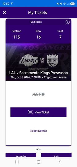 Lakers vs Kings- preseason - $100 each