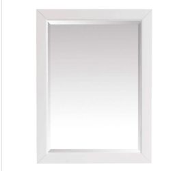 Home Decorators Windlowe Rectangular Wood Framed Wall Bathroom Vanity Mirror with White Finish