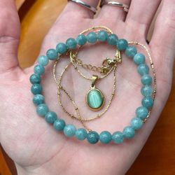 Blue Tiger's Eye Style Stainless Steel Jewelry Set