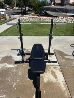 Workout bench rack and bar