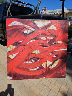 Large Abstract Red Canvas Painting
