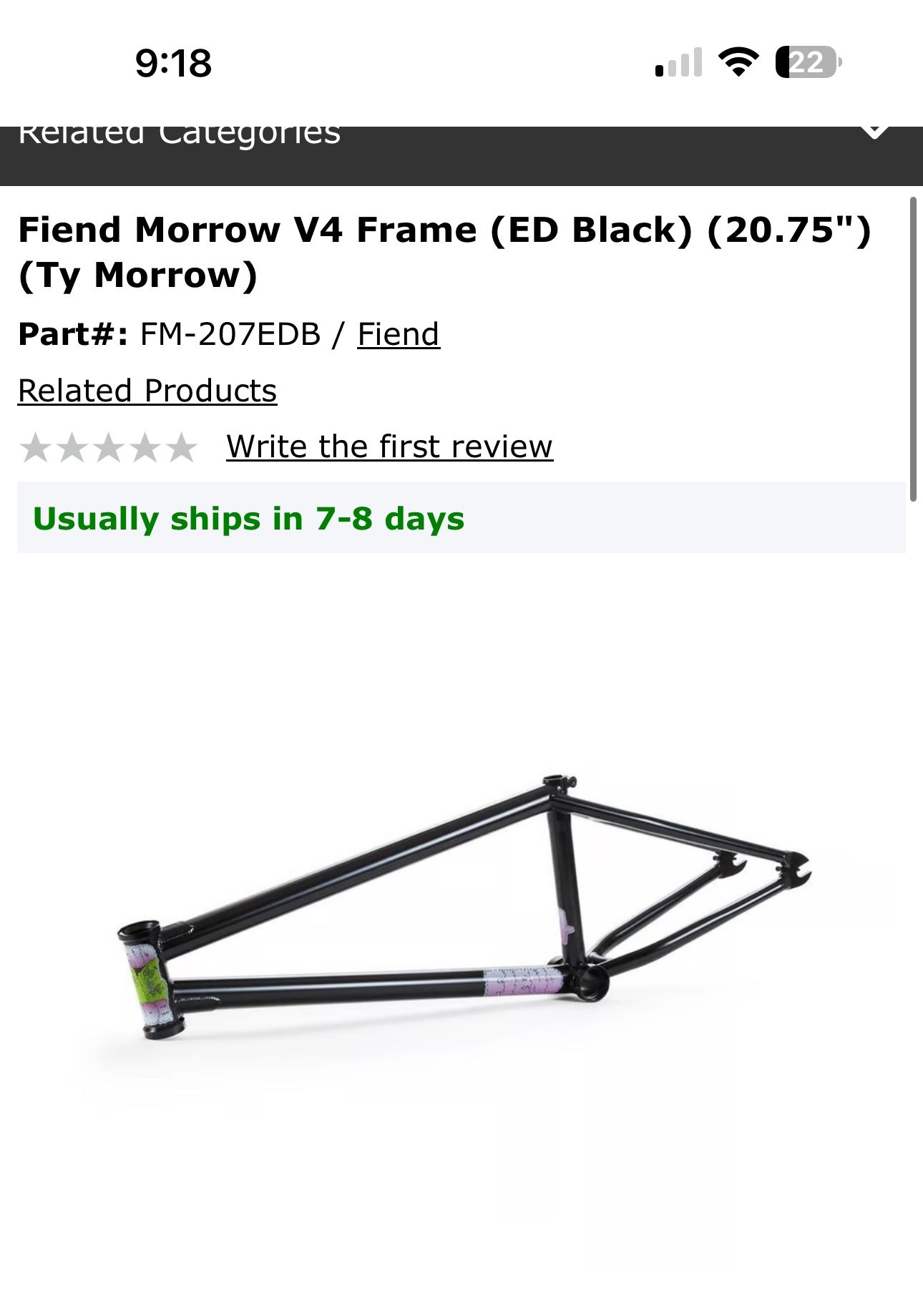 Fiend Morrow V4 Frame (ED Black) (20.75") (Ty Morrow)