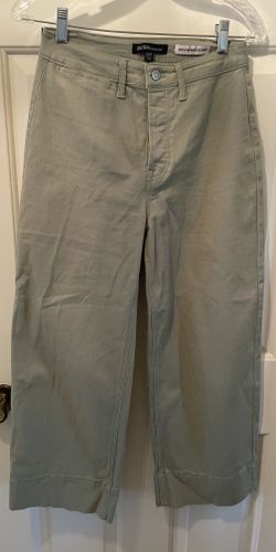 BCBGeneration High Rise Wide Leg Crop Pants Sage Green Size 5/27 Stretch