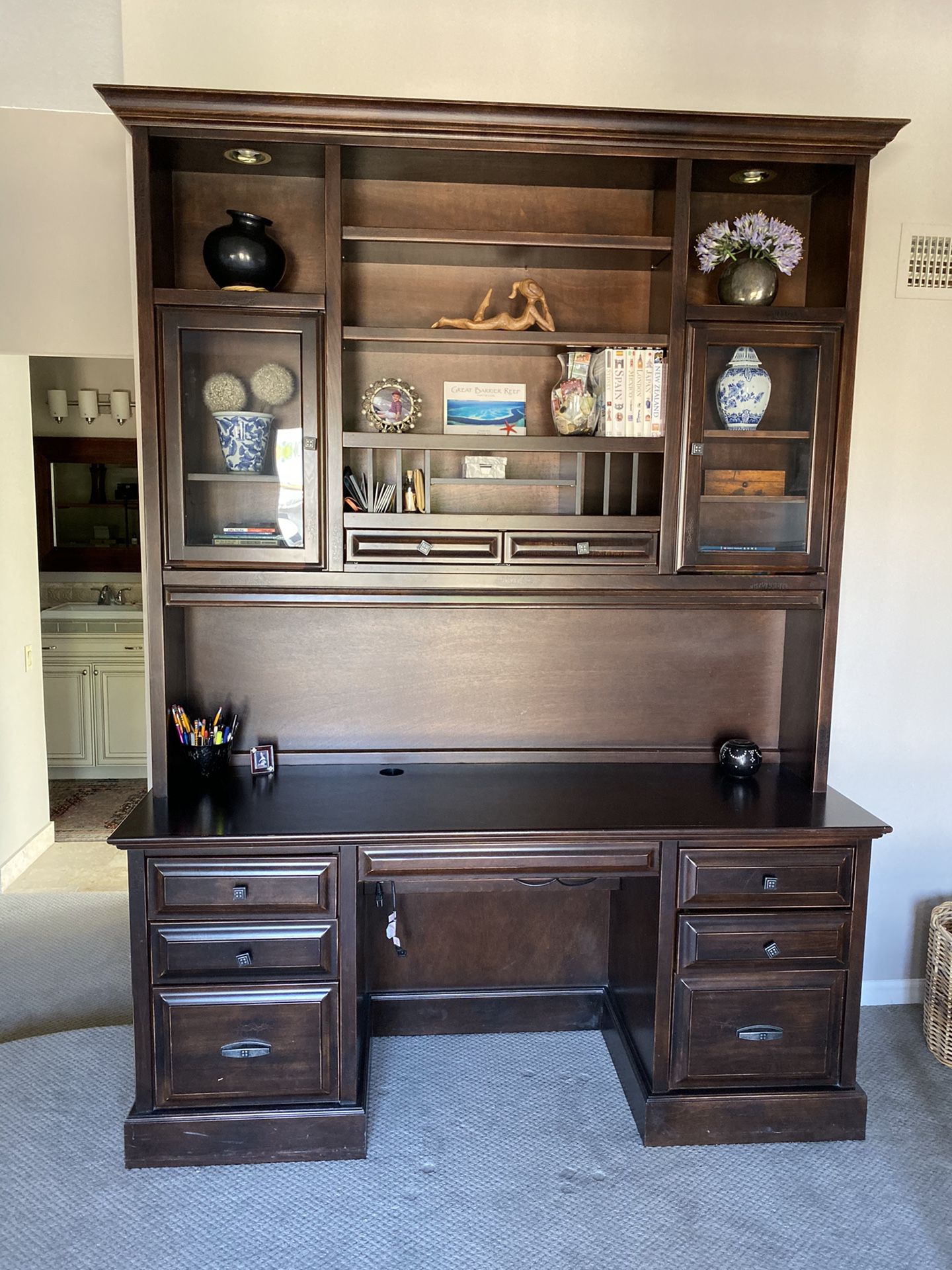 Solid wood Desk with hutch from Thomasville