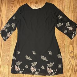 Grace Karin Dress Black Floral Size XL Back Zipper  Holiday Elegant Sheer Sleeve