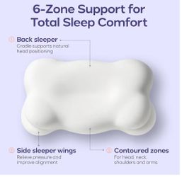Memory Foam Pillow for Neck & Shoulder Support, Dual Height Ergonomic Cervical Pillow for Side Back & Stomach Sleepers, Contoured Orthopedic Bed Pillo