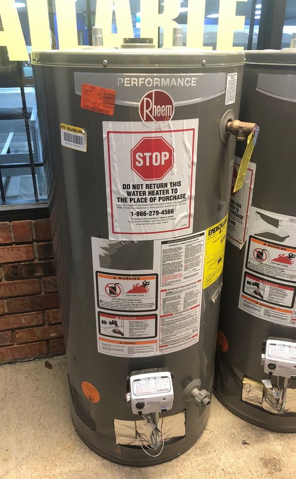 New Rheem 40 gal gas water heater. 39 down, no credit check payment