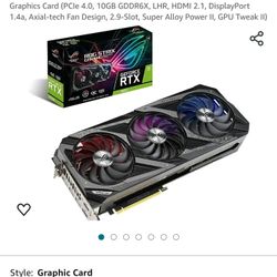 ASUS ROG Strix NVIDIA GeForce RTX 3080 V2 OC Edition GPU (PCIe 4.0, 10GB GDDR6X, LHR, HDMI 2.1, DP 1.4a, Axial-tech Fan, 2.9-Slot)