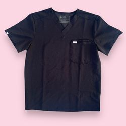 Figs Men’s Black Leon Three-Pocket Scrub Top Size Medium