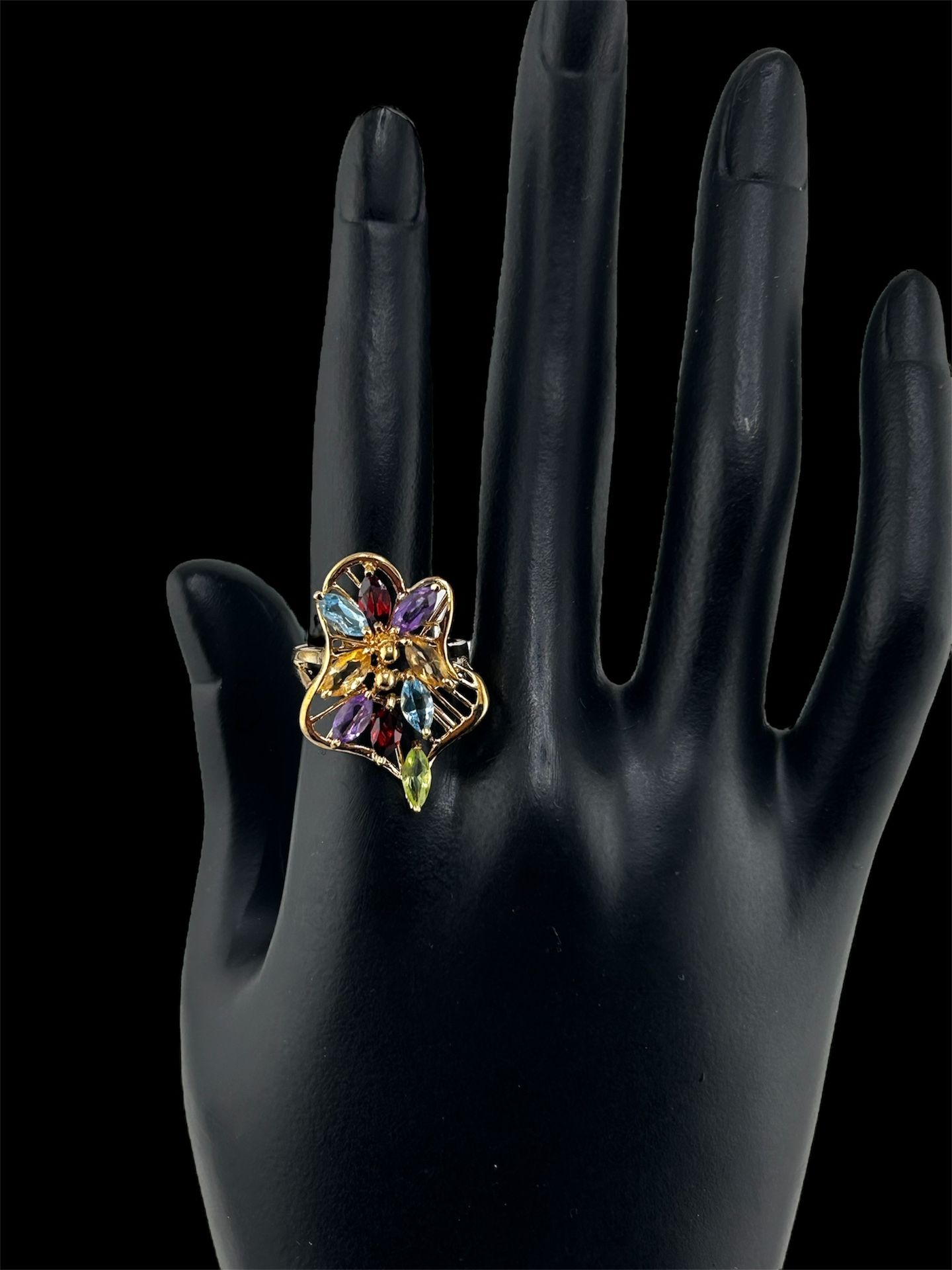 Vintage Multi-Color Gemstone Cluster Ring