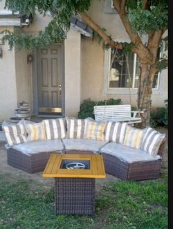 Curved Patio Furniture Set Round Patio Furniture Half Moon Patio Furniture Set With Fire Pit Propane 🆕🆕🆕