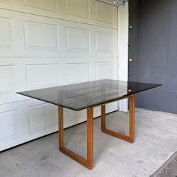 MCM Postmodern Scandinavian Dining Table w/ Smoked Glass •FREE DELIVERY•