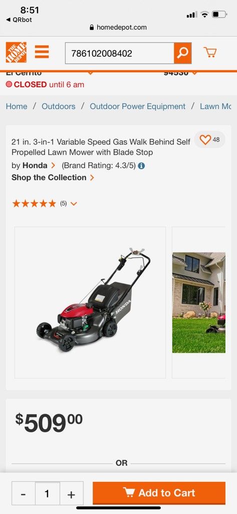 Honda self propelled lawn mower