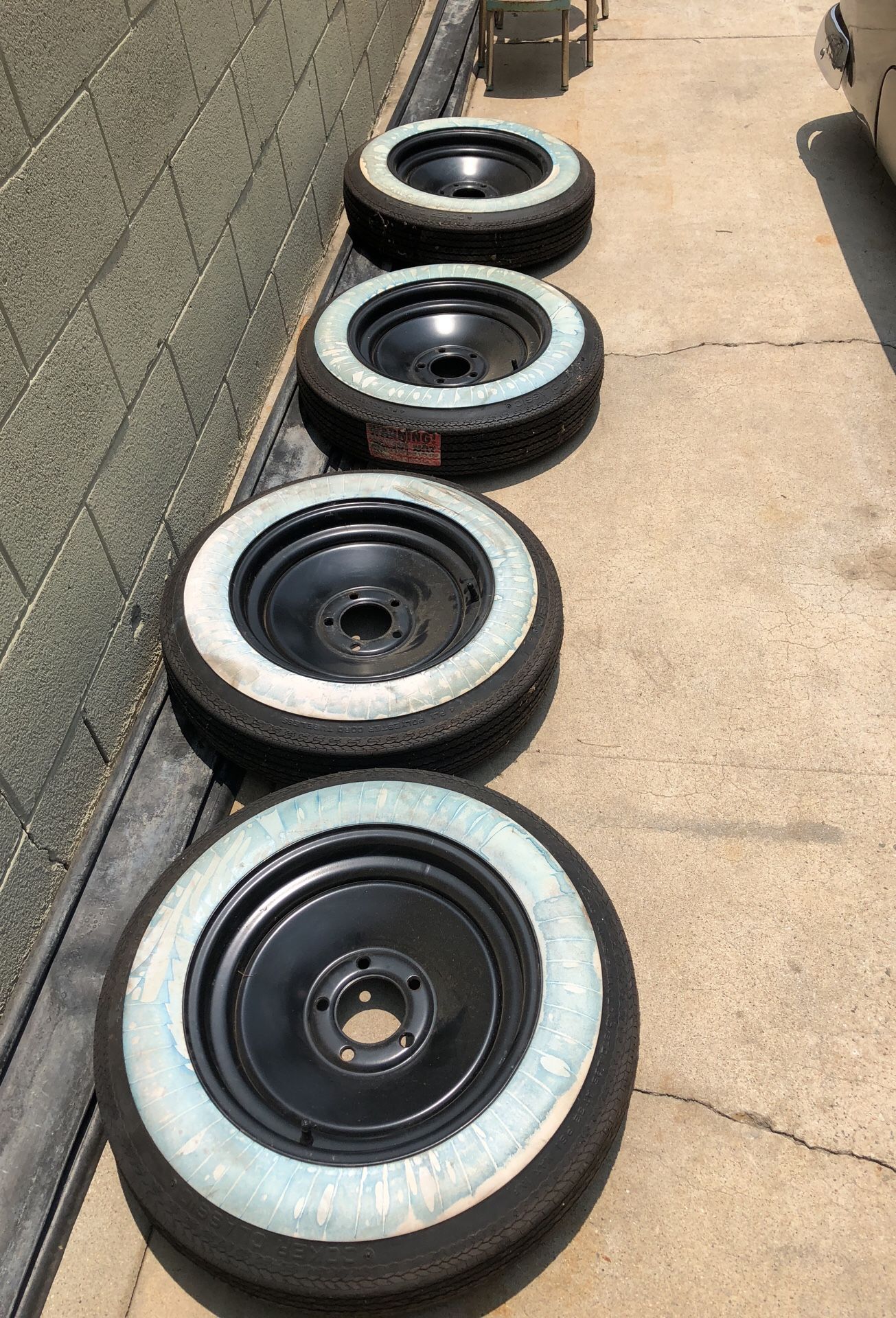 5.60-15 Coker bias ply white wall tires with wheels *brand new