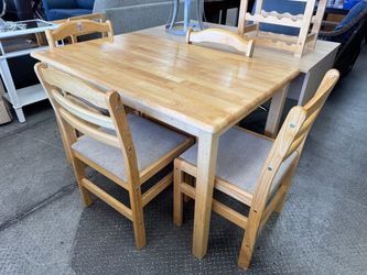 Wooden Dining Table with 4 Chairs