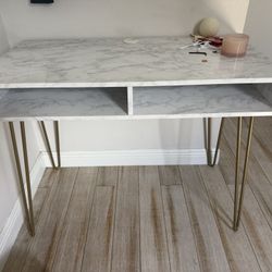 Modern Gray Accent Chair + Small Desk 