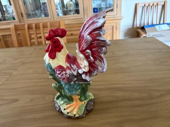 Stunning Ceramic “Cosmos” Rooster Figurine Decor