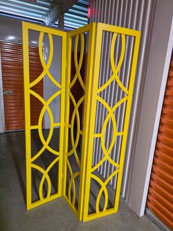 Charleston Screen 3 Panel Yellow Room Divider Solid Wood