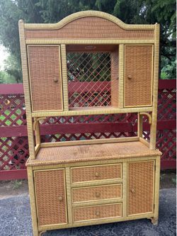 Vintage farm style hutch and rolling cart