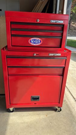 Craftsman 5 drawer, wheeled tool chest.  Top area and large bottom storage area.