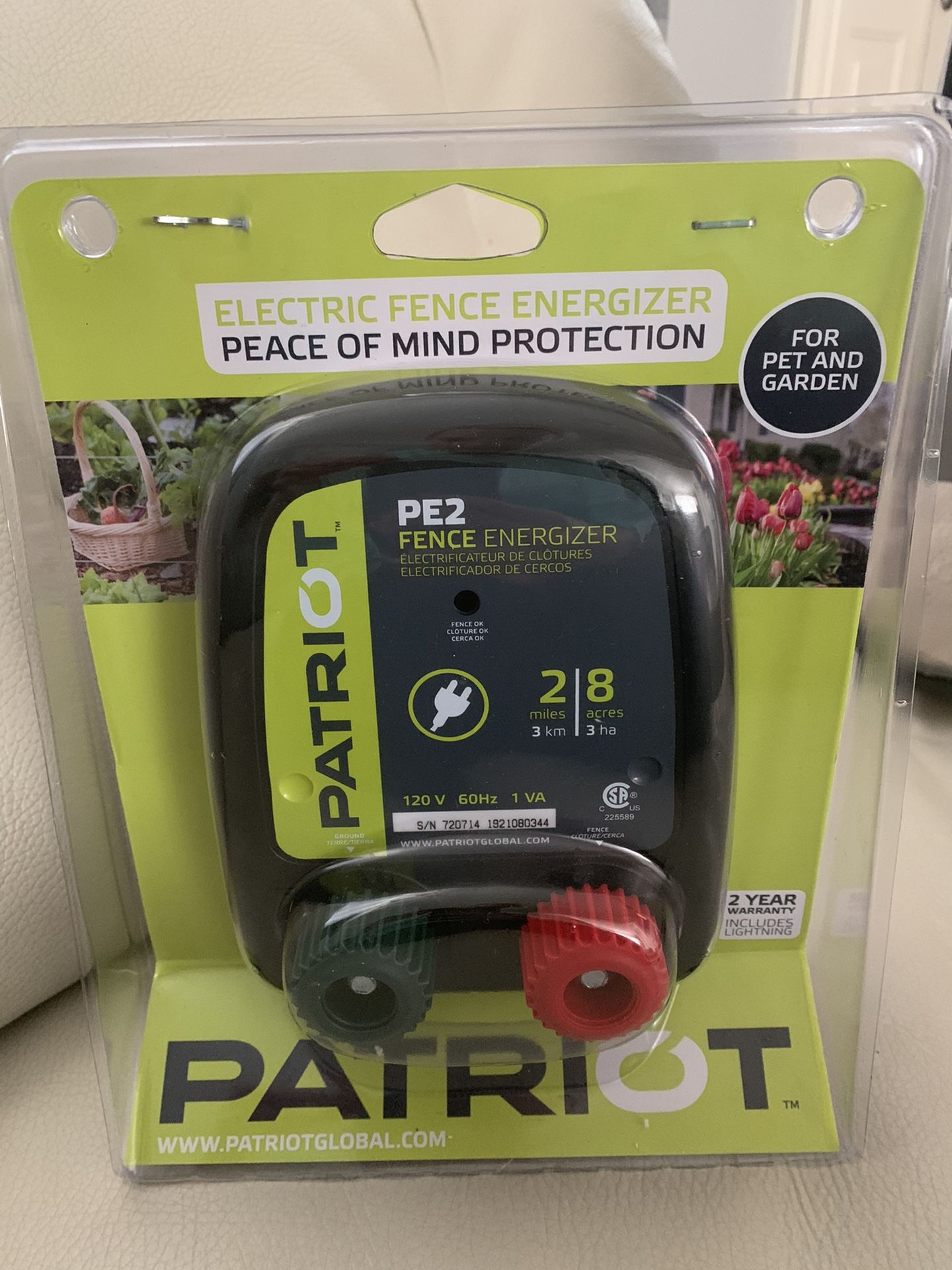 PATRIOT PE2 ELECTRIC 110V/AC FENCER 2 MILE/8 ACRE, FENCE ENERGIZER