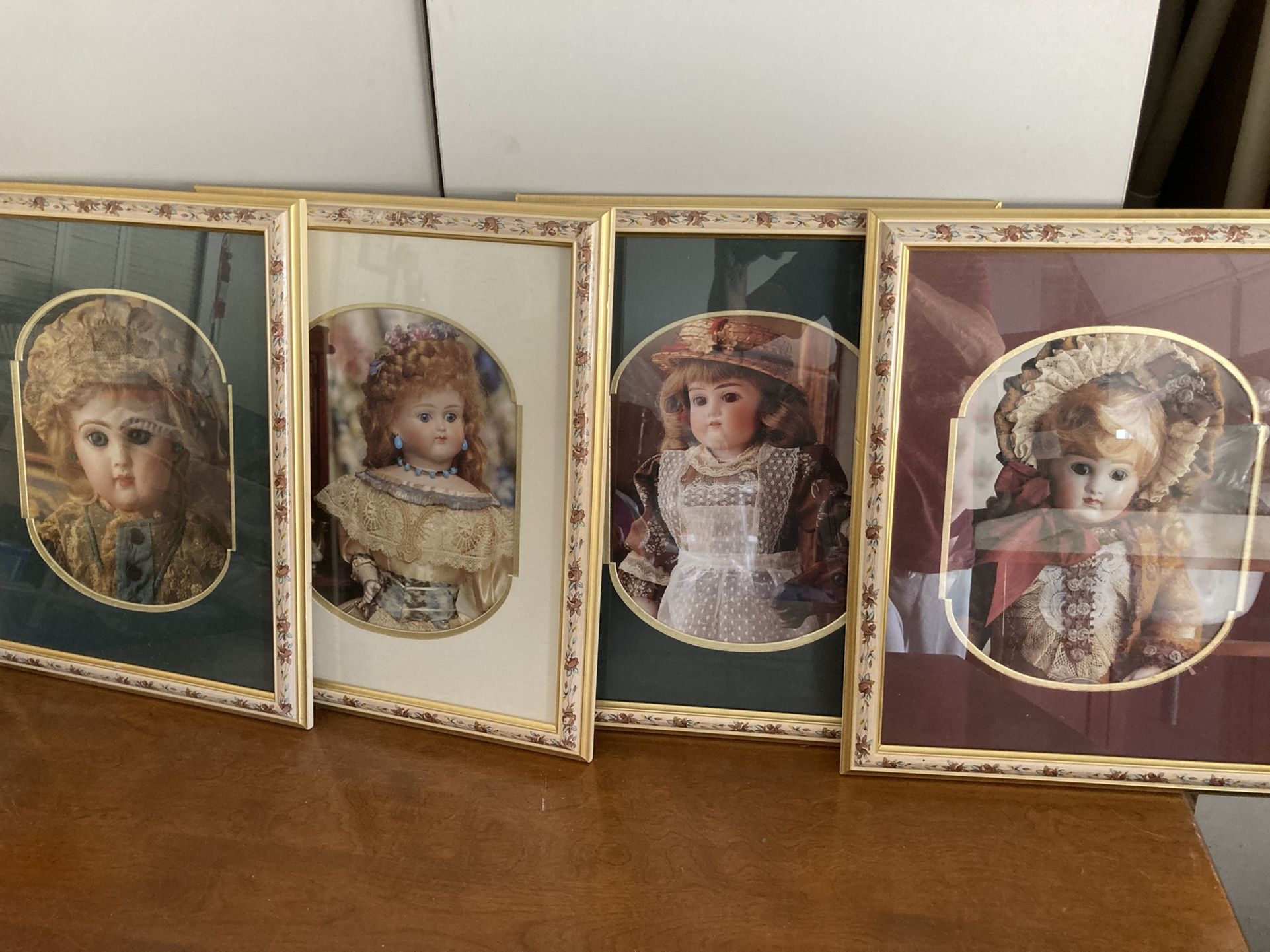 Beautiful doll pictures beautiful matted frames perfect condition adorn any little princesses room.