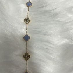 14 Karat Gold Baby Blue Clover 🍀 Bracelet 