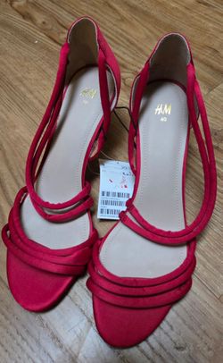 NWT - H&M Red Strappy Shoes Heels Size 40, 9/9.5