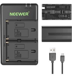Neewer Fast Charger Dual USB with 2-Pack 7.4v 6600mAh Replacement NP-F970 Batteries, Compatible with Sony NP-F970 F960 F950 F770 F750 F570 F550