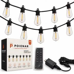 Poienar 100FT Outdoor String Lights with Remote,30+2 bulbs