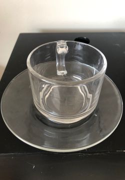 50 - Glass tea cup and saucer