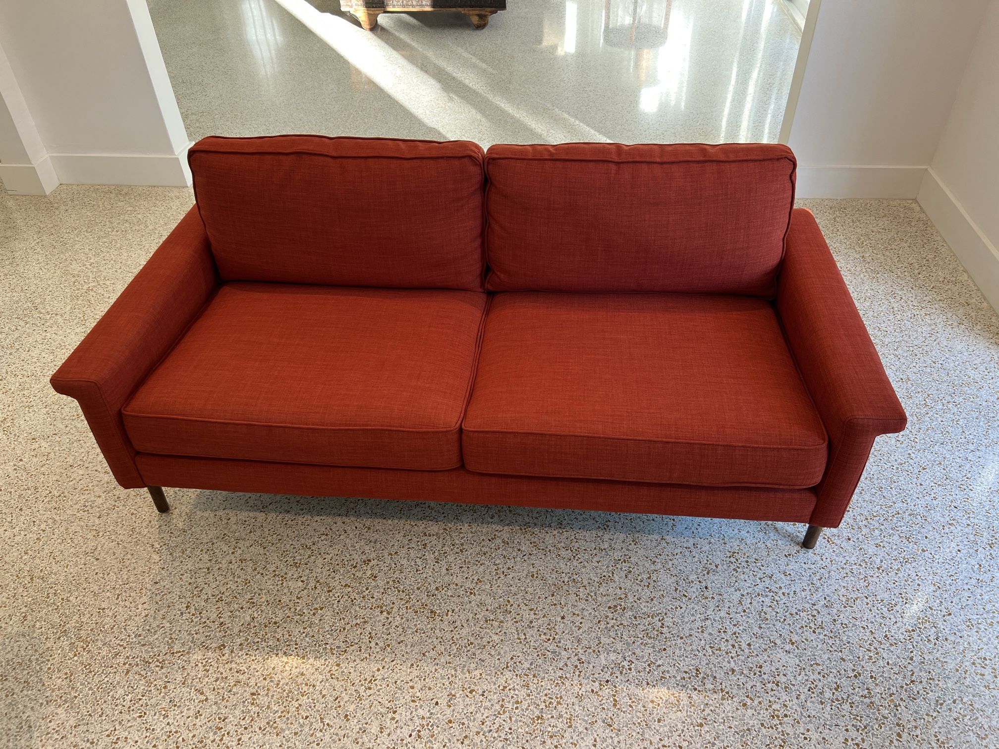 West Elm Leon 68” Sofa In Chili Red