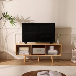 Brand New In The Box- Bamboo TV Stand Entertainment Center- Mid-Century Modern Television Stand for 50 inch TVs, Bamboo Media Console Table, Open Stor