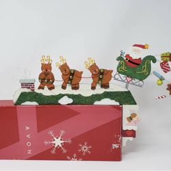 Vintage Avon Santa & Reindeer Wooden Cornersitter - Rinconera de madera con Papá Noel y renos