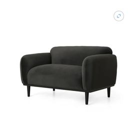 Modern Fabric Loveseat Sofa for Living Room or Office, Dark Gray